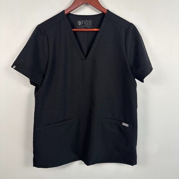 FIGS Womens Casma Three-Pocket Scrub Top Size Large Black - Picture 1 of 4